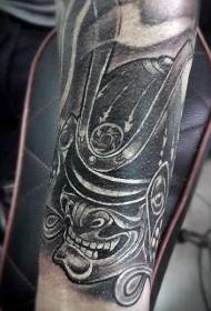 Asian style gorgeous black and white warrior helmet arm tattoo pattern)