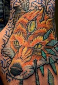 Guineu de fantasia de fantasia senzilla pintada a mà amb patró de tatuatge de fletxa