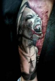 Bloody sexy female vampire arm tattoo pattern