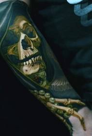 Ingalo ye-creepy realisticskull skeleton tattoo pateni