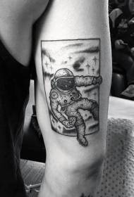 arm black astronaut and star tattoo pattern