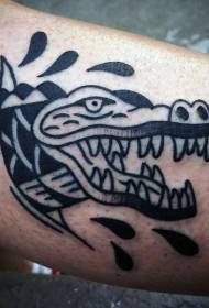 rokas vienkāršs melnā krokodila galvas tetovējuma raksts