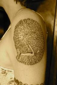 手臂简单黑色线条的狐狸纹身图案