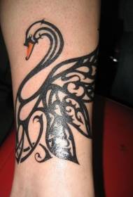 arm tribal style black swan tattoo pattern