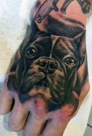 ręka czarny powrót realistyczny wzór tatuażu pies awatar