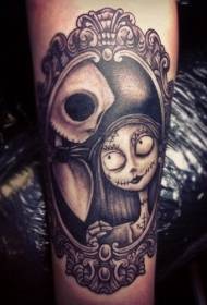 käsivarsi pelottava musta sarjakuva zombie morsian tatuointi malli