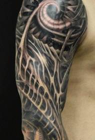 brazo oscuro decorativo estilo biomecánico mecánico tatuaje patrón
