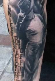 腕の記念スタイルマイケルジャクソンの肖像画のタトゥーパターン