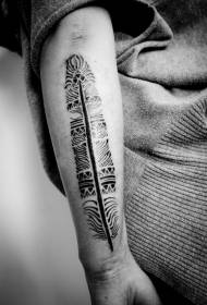 Cool Tribal Feather Black and White Arm Tattoo Pattern