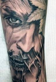 Dream painted horror mysterious portrait arm tattoo pattern