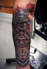 arm värviline ja värviline Animal tribal statue tattoo muster