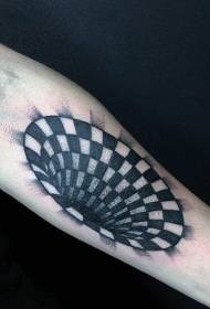 braço incrível padrão de tatuagem hipnótica quadrado preto e branco