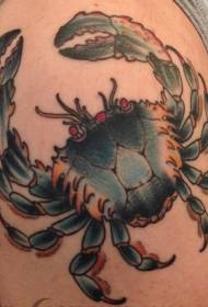 male arm realistic cyan crab tattoo pattern