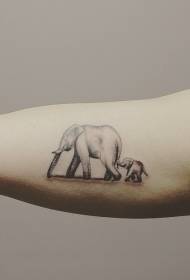 cool realistic Elephant family big arm tattoo pattern