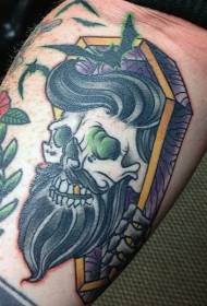 arm zombie avatar and coffin color tattoo pattern
