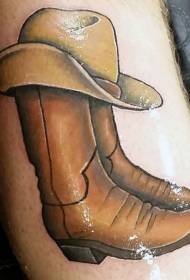 arm Colored cowboy boots with hat tattoo pattern