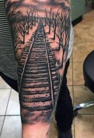 arm rail and wood detailed tattoo pattern