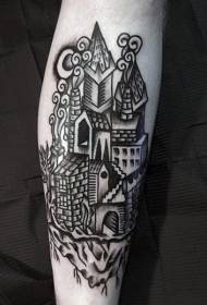 käsivarsi söpö sarjakuva musta linna persoonallisuus tatuointi malli