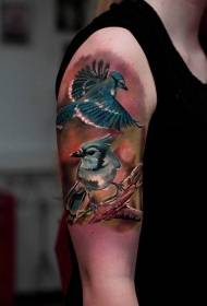 realistic Bright bird arm tattoo pattern