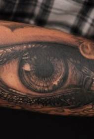 arm black and white realistic Sad eyes tattoo pattern