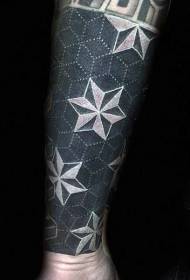 Padrão de tatuagem geométrica estrela preto e branco engraçado no braço