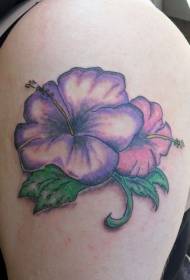 purple Hawaiian hibiscus flower Arm tattoo pattern