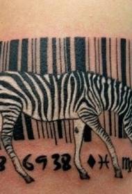 big arm zebra with barcode black and white tattoo pattern