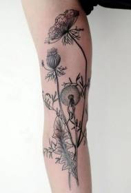 very realistic black dandelion arm tattoo pattern