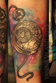 brazos maravilloso color splash reloj de bolsillo tatuaje patrón