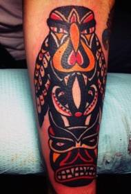 Arm cartoon style painted tribal statue tattoo pattern