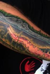 Patrón de tatuaje de cabeza de cocodrilo de color de brazo