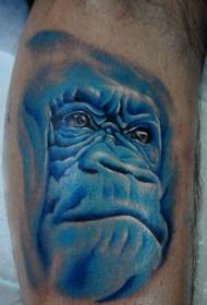big arm blue Colored chimpanzee head tattoo pattern