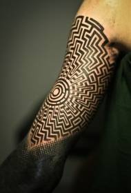Polynesiese styl swart en wit dekoratiewe arm tattoo patroon