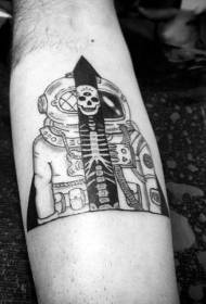 arm simple black astronaut combined skeleton tattoo pattern