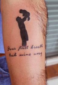 rokas sentimentāls melns tēva un dēla vēstules piemiņas tetovējums