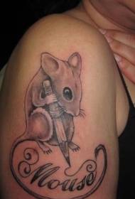 big arm scary mouse pencil and letter tattoo pattern