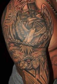 arm dove and cross religious style tattoo pattern