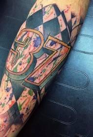zanimiva dirkalna tema barvni digitalni vzorec tatoo za roko