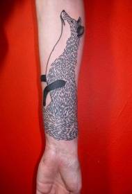 arm amazing Black line big fox tattoo pattern