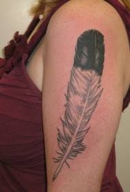 braccio bellissimo modello di tatuaggio piuma in bianco e nero