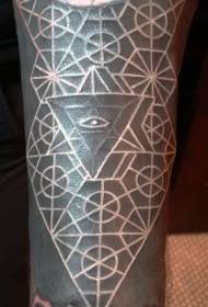 Gran decoración geométrica blanca y patrón de tatuaje en el brazo