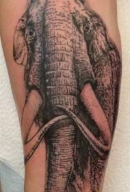 rankos didžiulis juodo ir balto mamuto tatuiruotės modelis
