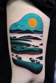 arm color good-looking grassland landscape tattoo pattern