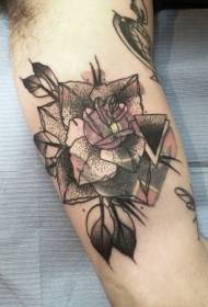 big arm thorn hand-painted black and white small rose tattoo pattern