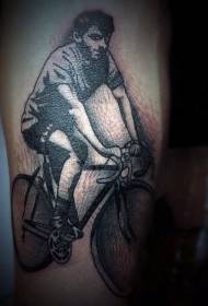 old school thigh biker black and white tattoo pattern