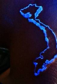 lengan neon bagian pola tato peta