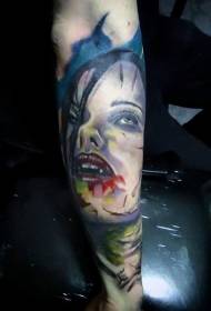 arm simple design of bloody bloody vampire woman tattoo pattern