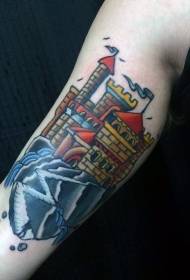 arm colorful dreamy castle personality tattoo pattern