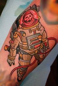 Arm cartoon style colored astronaut skeleton tattoo pattern