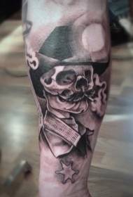 arm realistic smoking denim skull tattoo pattern